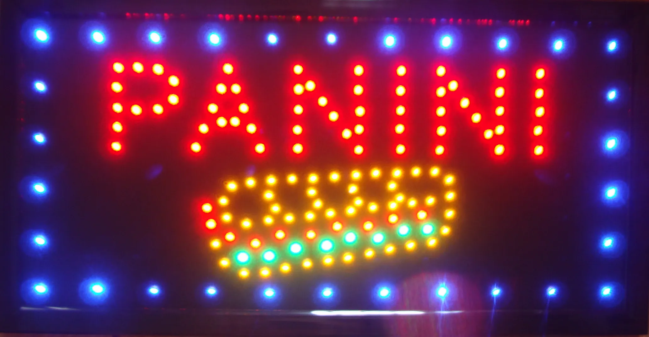 2016 Led panini open store neon lighted sign direct selling custom graphics 10X19 inch indoor Ultra Bright