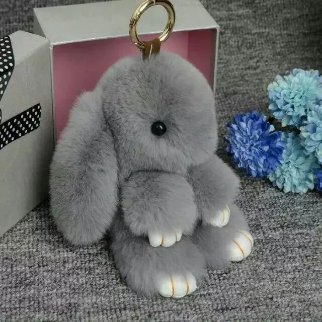 Fashion soft smart rabbit fur keychain for bag hanger toys hotsalefur key ring DIY decoration many colors