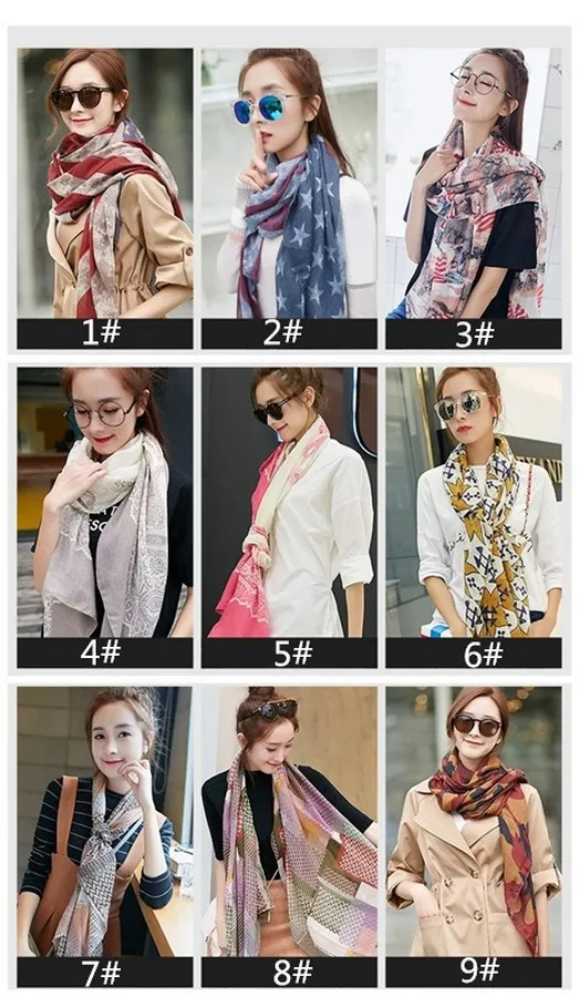 Ladies Women spring autumn scarves fashion wraps printed cotton silk blend pashminashawl casual fashion accessories, 9 color can choose