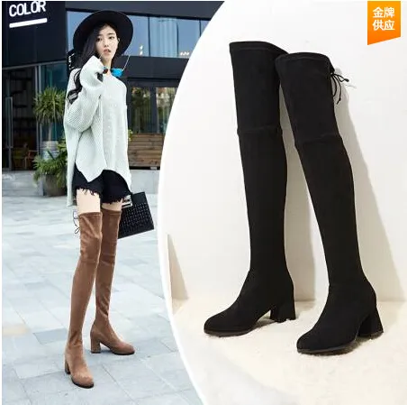 2017 Fashion Womens Boots Stretch Tall Boots Sexy Women Thigh High Boots Ladies High Heels Over The Knee High Long Shoes From 73 6 DHgate