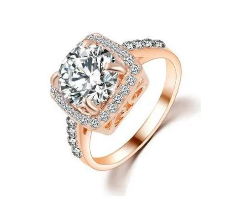 2016 은폐 된 큰 CZ 다이아몬드 결혼 반지 도매 선물을 % s 18K 백금 도금 된 악세사리 결정 보석
