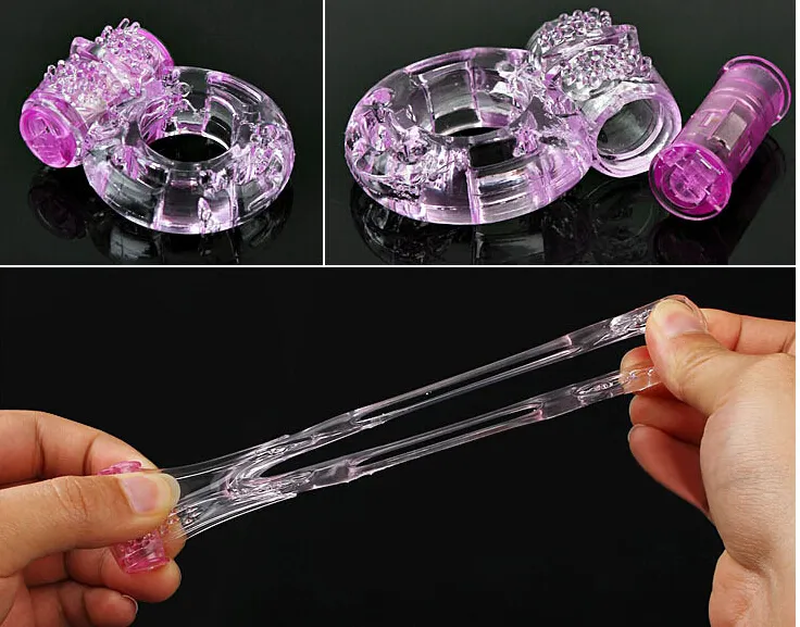 Wholesale-Hot sale new Crystal Butterfly Vibrating Ring Silicone For Women And Lover's Sex Toys free ship