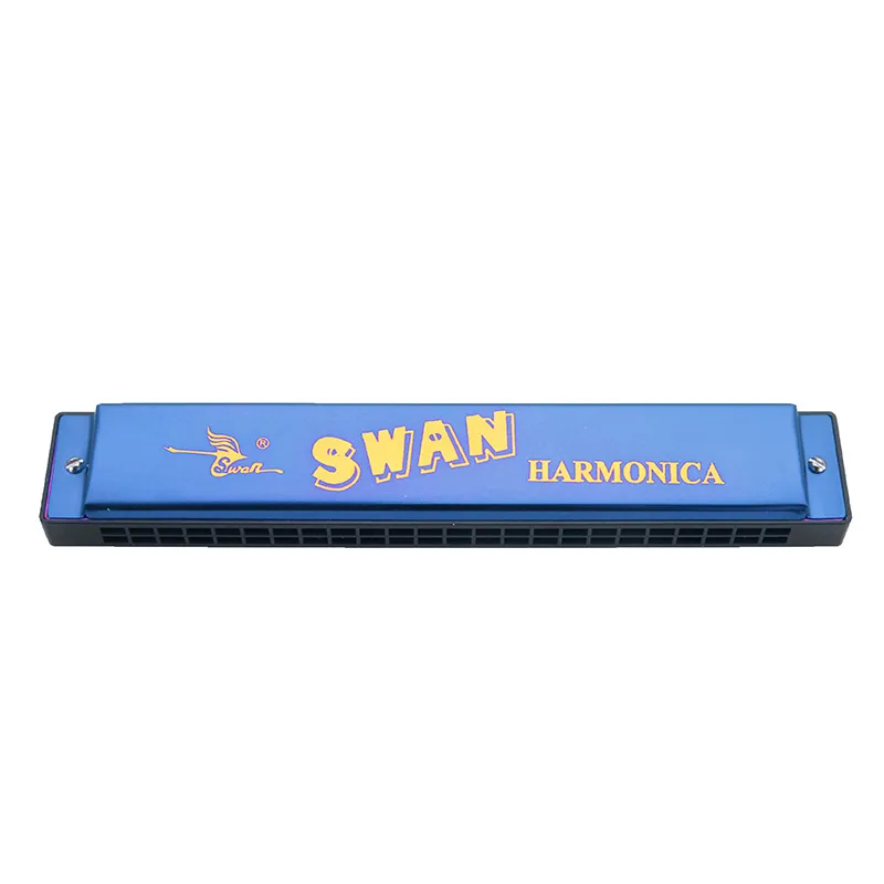 Swan 24 buracos Octave Harmonica Aluminium Body Aluminium Board Woodwind Musical Instrument Colorful Swan Harmononicas acordeões HARP4882686