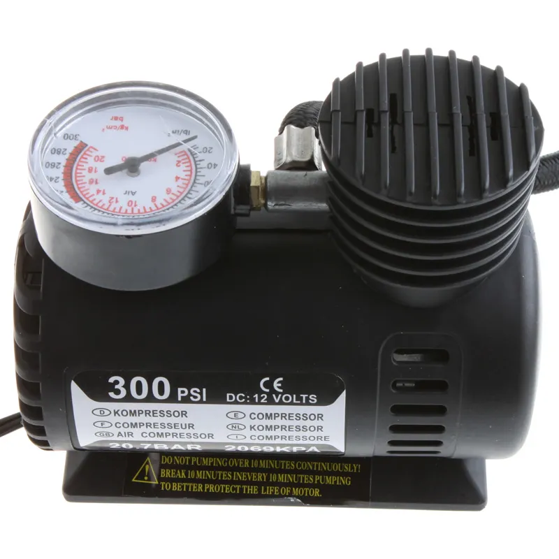 Portable Car/Auto DC 12V Electric Air Compressor/Tire Inflator 300PSI 20.7 BAR 2069 KPA Automobile Emergency Air Pump