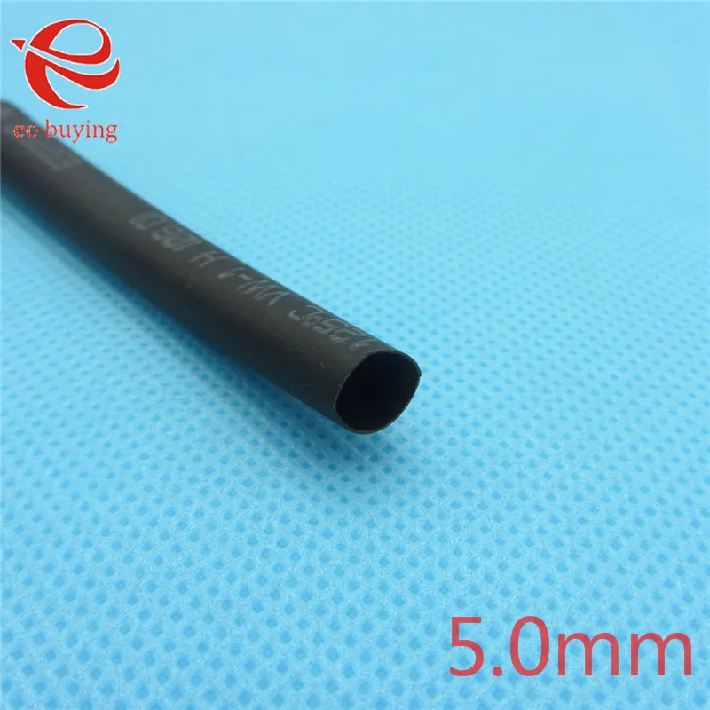 Wholesale-1m Heat Shrink Tubing Insulation Sleeving Heatshrink Tubing 125 Celsius Black Tube Wire Wrap Cable Kit Inner Diameter 5mm