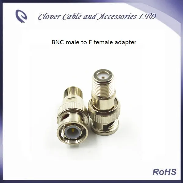 Goede kwaliteit en gratis verzending 50 stks / partij BNC Male naar F vrouwelijke CATV-connector BNC-adapter