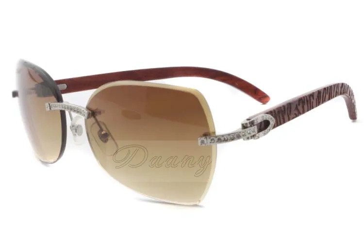 2019 modne Diamenty Okulary przeciwsłoneczne T8300818 z ramionami drewna tygrysa i dwuosobowymi soczewkami soczewki Srebrny rozmiar 6018135 mm5707871