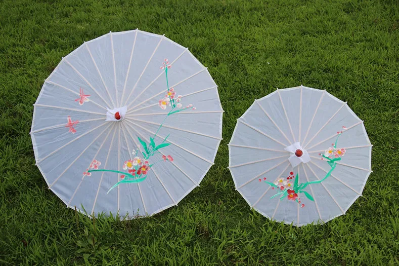Assorted Colors Wedding Parasols Silk Parasol Oriental Bamboo Parasol Sun Umbrellas Bridal Accessories Floral Pattern Umbrella