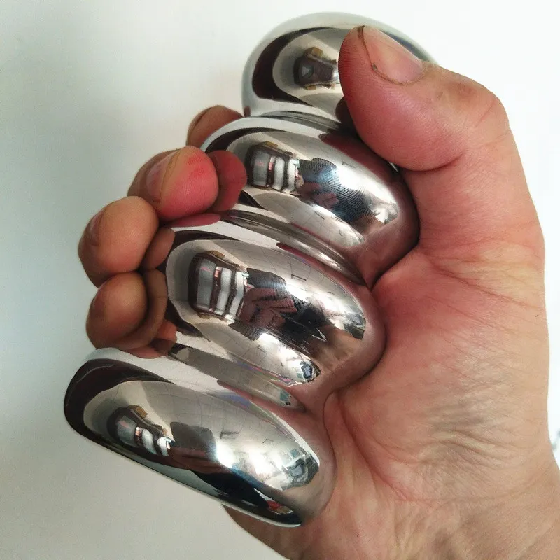 Heavy Stainless Steel Anal Plug Palm Force Trainer Butt Stopper Hand Held Metal Sex Toys for Men and Women HH8-1-80