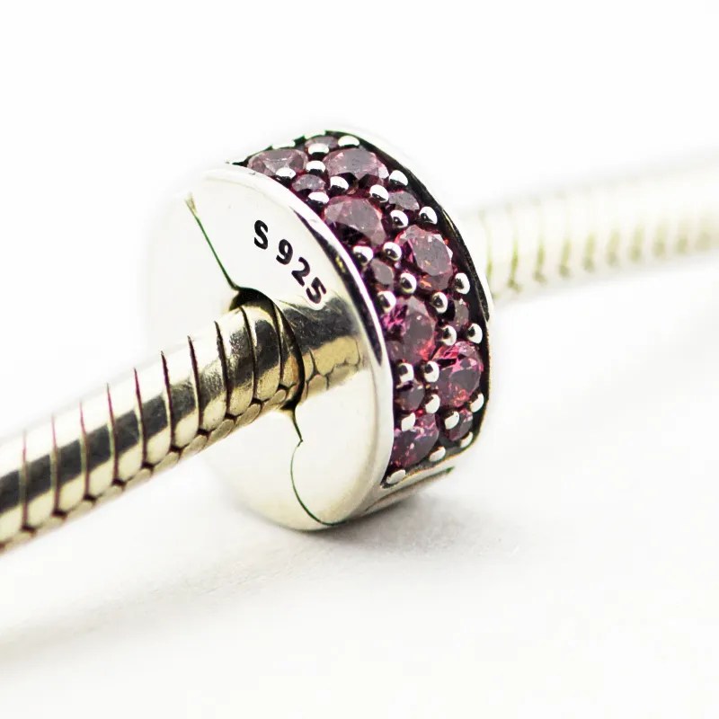 Passar för Pandora Armband Halsband 925 Sterling Silver Clip Beads Honeysuckle Pink Shinning Elegance Spacer Clip Wholesale 2016 Ny sommar
