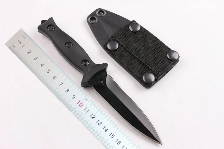 2pcs/lot Double action Spear point Fixed blade knife Outdoor camping hiking hunting survival knives with ABS K sheath