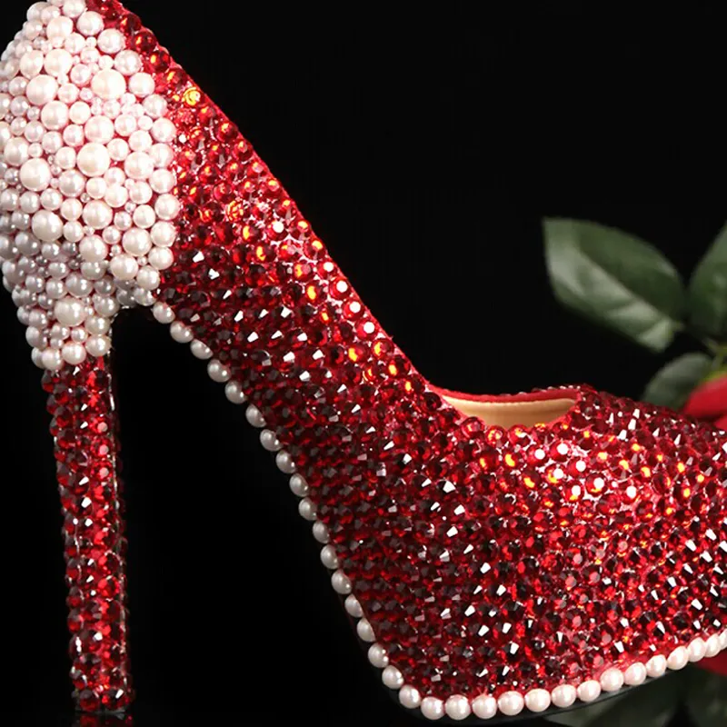 Zapatos de tacón alto hechos a mano con cuentas de cristal y diamantes de imitación para mujer, zapatos de noche nupciales para mujer, zapatos de dama de honor para fiesta de graduación