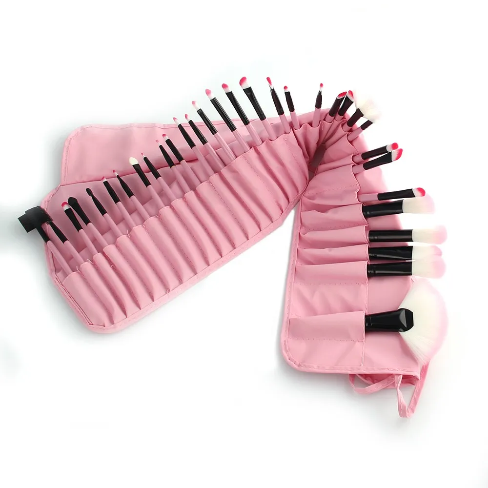 32 PCS Pink Wool Makeup Brushes Tools Set with Pouch Bag Foundation Cosmetic Eyes Facial Toiletry Make up Pinsel Brush Kit (34)