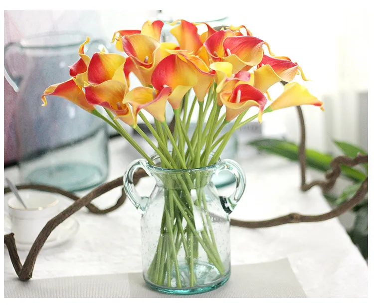 Vintage Artificial Flowers Calla Lily Bouquets 34.5 CM/13.6inch for Bridal Wedding Bouquet Decoration