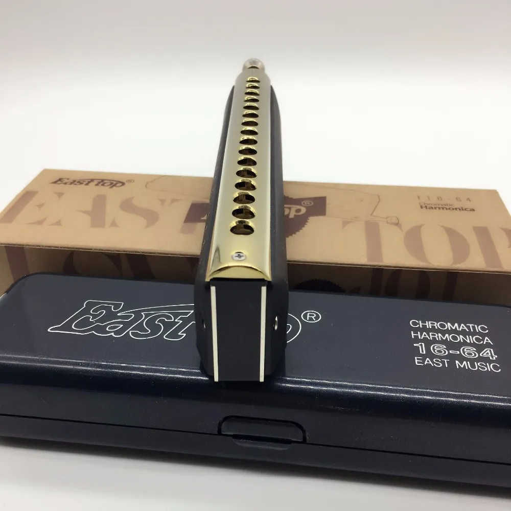 Easttop 16 Hole Chromatic Harmonica ABS / Brass Comb Professionell Harp Musikinstrument C Key Metal Mouth Organ