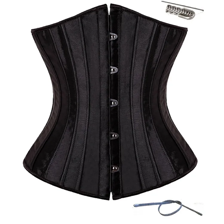 Waist Cincher Corselet Body Shaper Sexy Waist Control Underbust Corsets Bustiers Satin 26 Steel Bones Corset 9075