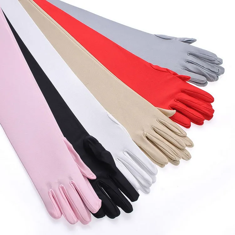 Women Evening Party Long Gloves Bridal Wedding Satin Arm Hand Sleeve Gloves