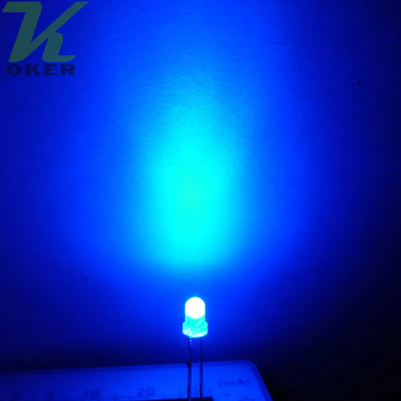 3mm azul difundido led luz lâmpada emitindo diodo nevoento ultra brilhante plug-in DIY kit prática de grande angular