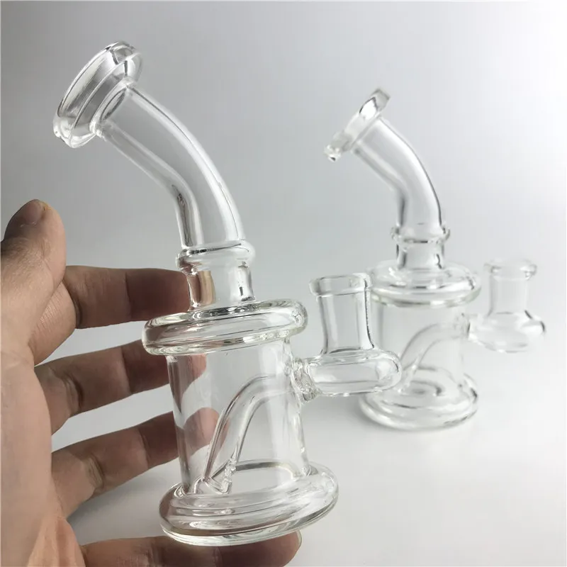 6 tums glas bong vattenrör med 14mm kvinnlig klar tjocka bägare cyklon mini bongs för kvarts banger nagel hand rökning