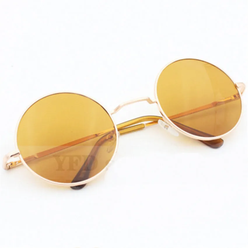 Toptan-Klasik Moda Vintage yuvarlak Güneş Kadınlar Kadın Güneş gözlükleri Vintage Daire erkekler gözlük Kadınsı gözlük sunglass