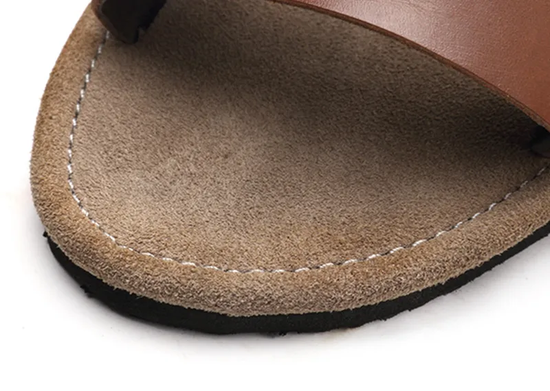 US6-10 العصرية مشبك حزام جلد حقيقي عارضة الصيف شاطئ الصنادل رجالي الشرائح في الهواء الطلق أحذية أعلى سيور