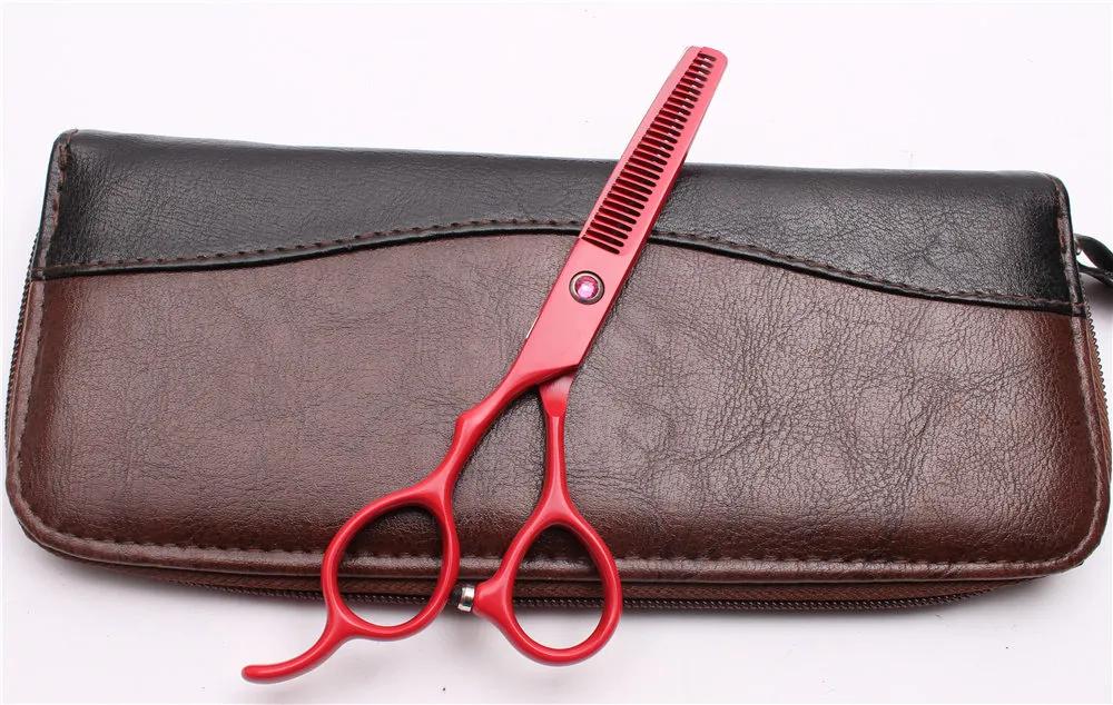 Professional Red Left Handed Hair Extension Scissors 6 17.5cm Japan 440C  With Customized Logo Barbers Hairdressing Shears And Style Tools C8001 From  Xzg0506, $10.7