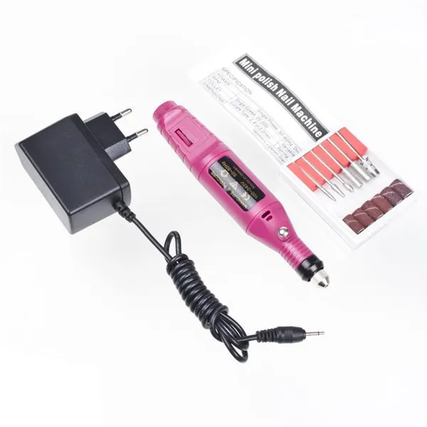 Nail Care System Mini Eectric Slipmaskin Nail Polishing Machine Spänning 110v220V Elektrisk Manikyr Maskin Nail Drill Art Pen Pedicure