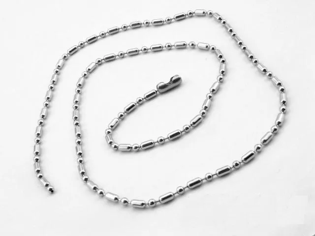 Collier en acier inoxydable 304, chaînes à billes perlées de 2.4mm, 50cm, 55cm, 60cm, 70cm, 20 piècesFN101