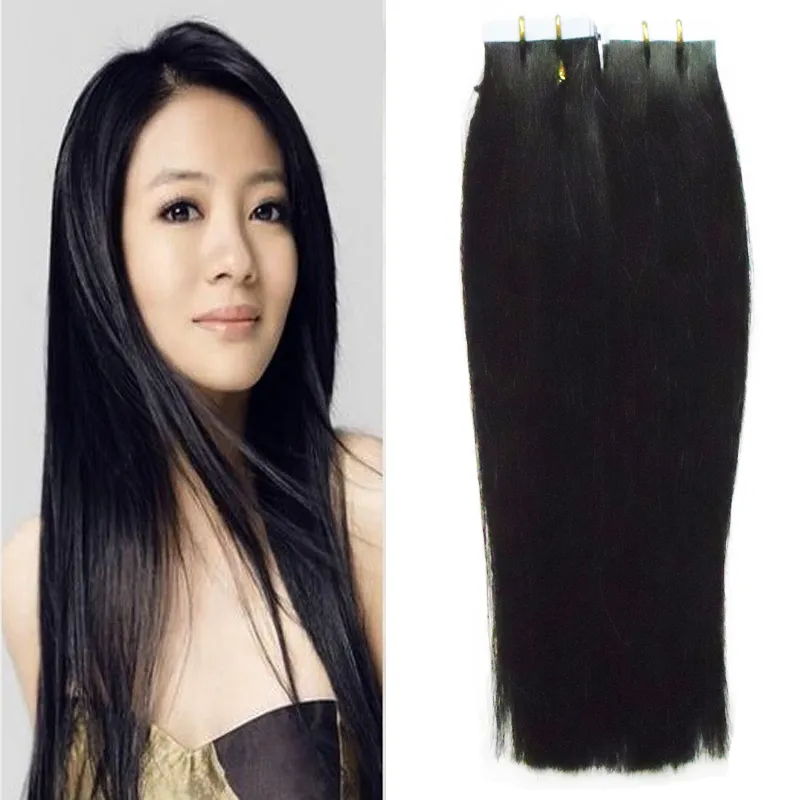 Natural Color Use of human hair Skin Weft brazilian Straight hair tape in human hair extensions 100g 