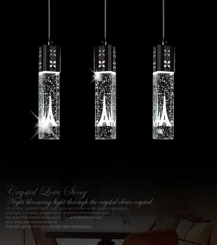 Kristal Kabarcık Hafif Eyfel Kulesi Kolye Işık Tavan Lambası Bar Yemek Odası Lamparas De Techo Colgante Moderna267U