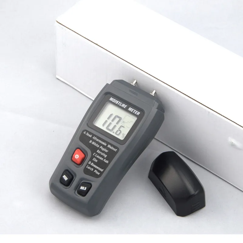 LCD 0999 2 Pins Wood Industry Digital Moisture Meter Humidity Tester Timber Damp Detector Conductivity Soil Moisture Meter EMT04413877