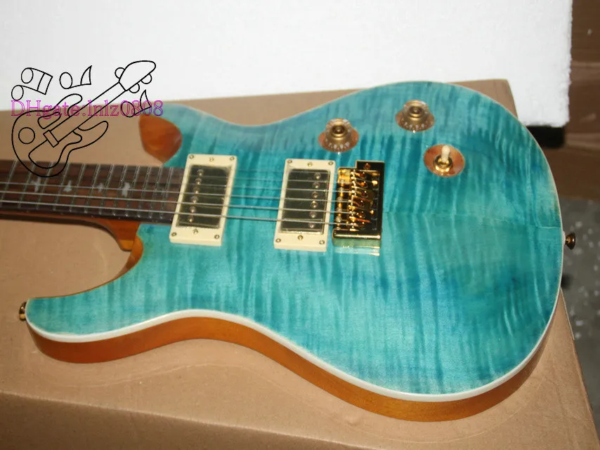 Novo chegada Blue Flame Custom Guitar Guitar Gold Hardware OEM Instrumentos musicais