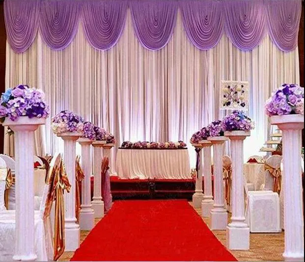 3 * 6m Wedding Party Stage Celebration Tło Satynowa Zasłona Świąteczna Pilar Sufitowy Tło Dekoracji Małżeństwo Weil WT016