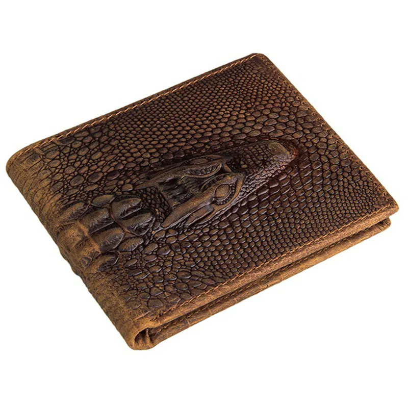 Wholesale- Fashion crocodile wallet leather purse Top Quality mens wallets male monederos money crazy horse purses