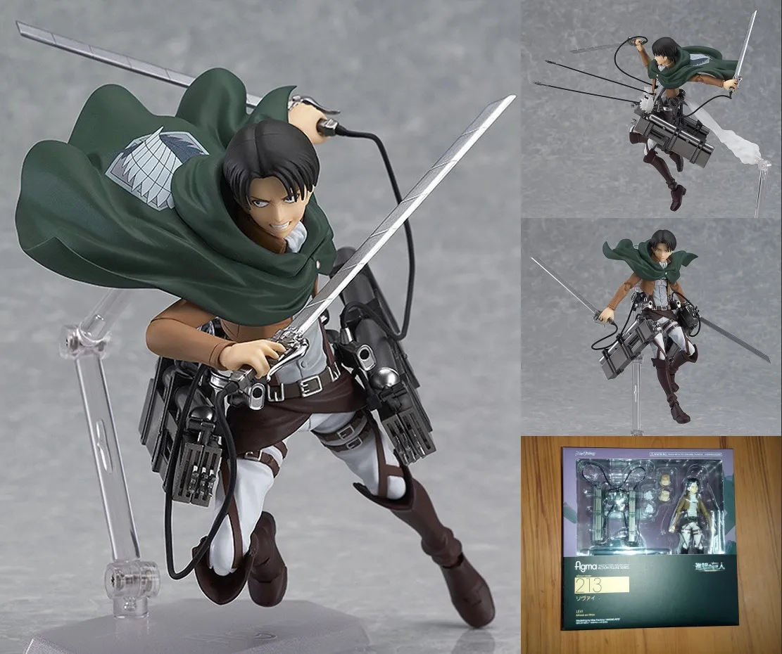 14см атака на Titan Shingeki No Kyojin Rivaille Figma 213 в штучной упаковке PVC действие рисунок модели коллекции игрушки бесплатная доставка