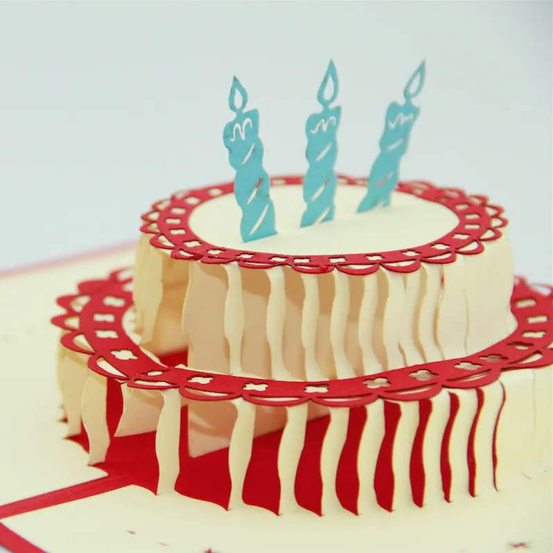 3Dグリーティングカード誕生日ケーキカードベッシュカードポップアップグリーティングカードクリエイティブグリーティングカード