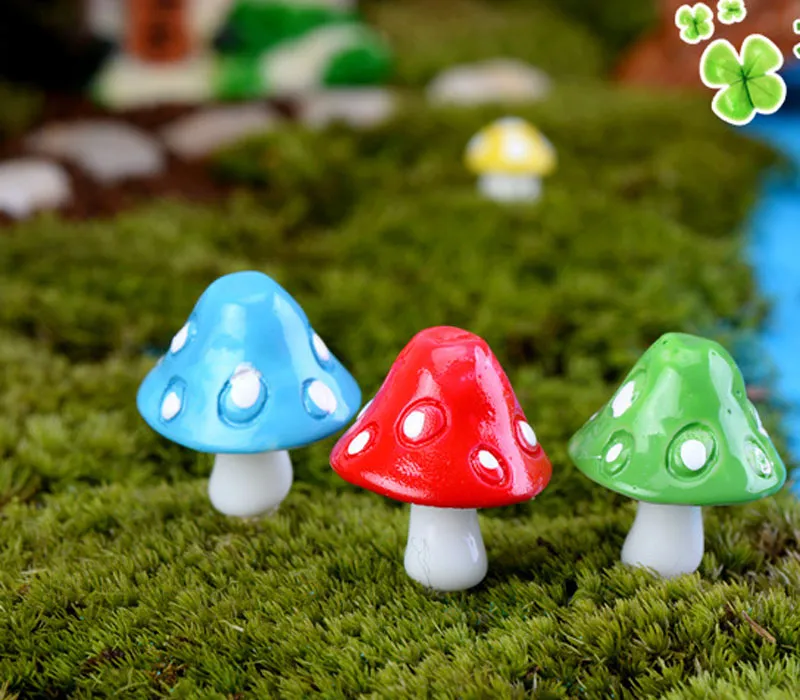 20st Mushroom Miniature Fairy Figurines Trädgård Gnomes Decoracion Jardin Mushroom Garden Ornaments Resin Craft Micro Landscape