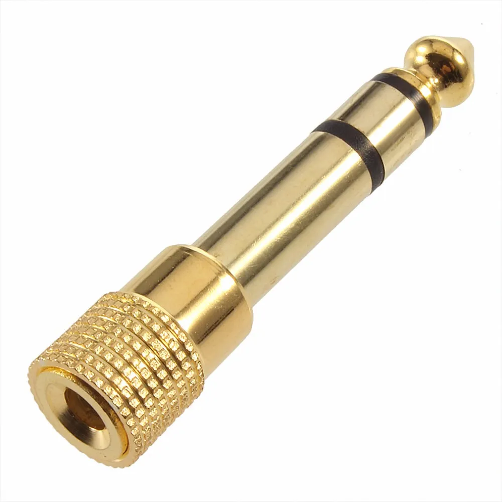 Gold Plated Headphone Stereo Audio Jack Adapter Plug 18 35mm Female to 14 65mm Male Jack Adaptor Plug Golden Whole4934111