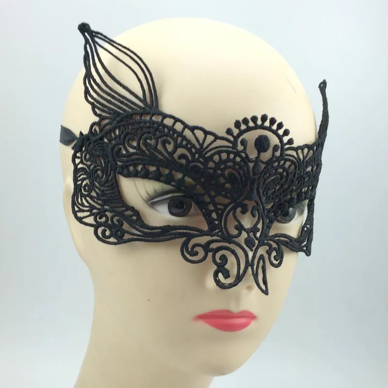 Black Monster Mask Half Face Lace Masks Sexy Masquerade Eye Mask Cutout Veil Mask Carnival Prom Party Mask 