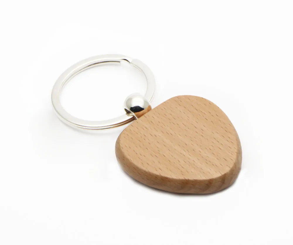 200X Wood Heart Nyckelkedja Personliga Graverade billigare Nyckelringar Drop Shipping