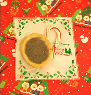 화이트 크리스마스 꽃 디자인 자기 접착제 인감 스낵 백 / 사랑스러운 비스킷 빵 쿠키 선물 가방 10x11 + 4cm 봉투