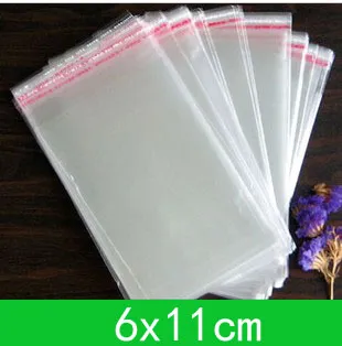 Sac en cellophane (6x11cm) avec joint auto-adhésif opp poly sacs pour vente en gros double