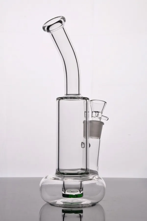 最新の水ギセル厚の丸い底部ガラス水パイプグリーンシャワーヘッドパーカリサイクルオイルリグボン喫煙パイプ水ギセル18mmボウル