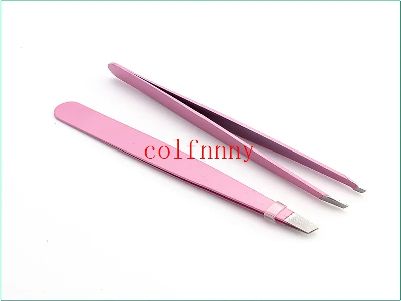 100 stks / partij Dames Dame Wenkbrauw Eye Brow Pincet Removal Rvs Beauty Slant Tip Makeup Tool