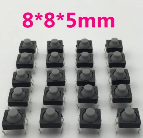 8x8x5MM 4PIN G77 Silicone conducteur silencieux Tactile Tact bouton poussoir Micro interrupteur auto-réinitialisation