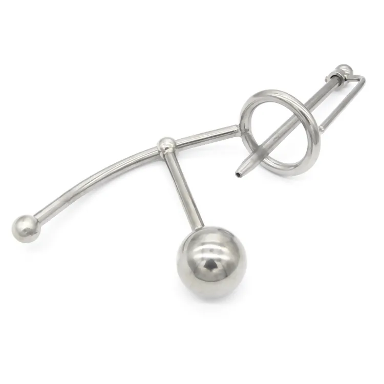 Nouveau mâle en acier inoxydable réglable plug anal perles bout à bout + cathéter avec coq anneau de pénis cage ceinture dispositif BDSM jouets sexuels A0587886397