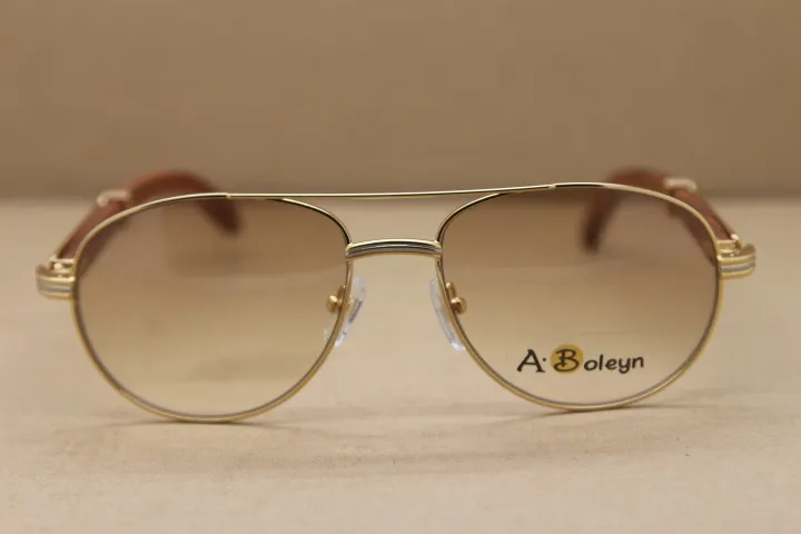 Hot Gold Full frame metal 569 Sun Glasses Men designer Brand Wood Sunglasses Frame Size:57-16-135mm