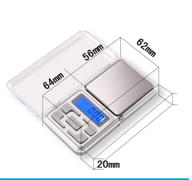 Mini elektronisk fickvåg 200 g 0,01 g smycken Diamond Scale Balance Scale LCD-skärm med detaljhandelspaket
