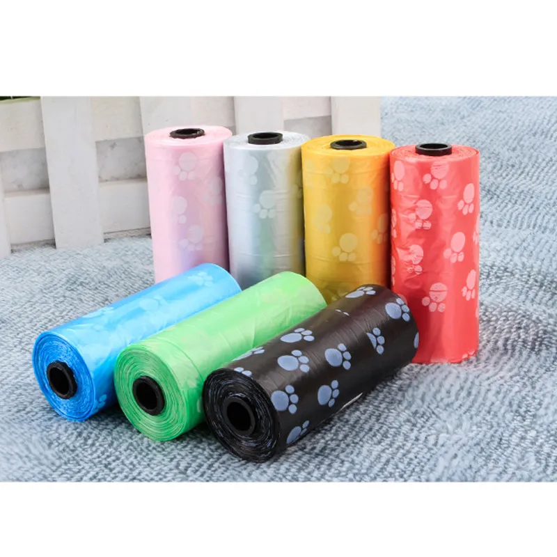 Cute Pet Garbage Bag Dog Foot Painted Dog Garbage Bag Clean-up Bag Pick Up Waste Poop Bag Refills Convenient Dog Poop Bag287J