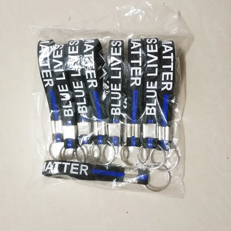 Key ring Black Blue Lives Matter Key chain Wristband Silicone Bracelets Simple Key chain Wristband Silicone Bracelets Thin Matter Wristbands